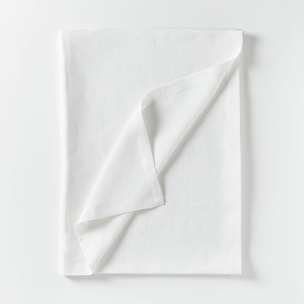 West Elm Belgian Linen Tablecloth, Stone White